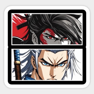 Red vs Blue Anime Angry Eyes Sticker